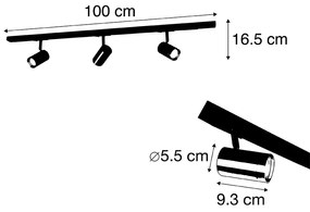 Sistem de șine inteligent negru cu auriu monofazat cu 3 lumini inclusiv WiFi GU10 - Jeana