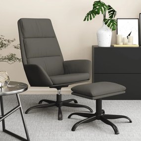 3097898 vidaXL Scaun de relaxare cu taburet, gri închis, catifea