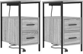 vidaXL Dulap de noapte 2 pcs Gri Sonoma 30 x 48 x 61 cm Lemn compozit