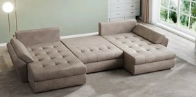 Colțar extensibil dumonde cu ladă de depozitare si sezut confortabil din spuma high-density, Loana U Tobago Silver 355x185 cm