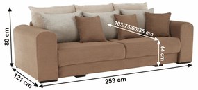 Canapea foarte spatioasa, maro deschis, bej, crem, GILEN BIG SOFA