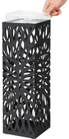 Suport Umbrela Leaves Black, 15.5 x 15.5 x 49 cm