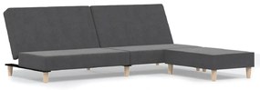 3080466 vidaXL Canapea extensibilă cu taburet, cu 2 locuri, gri închis, textil
