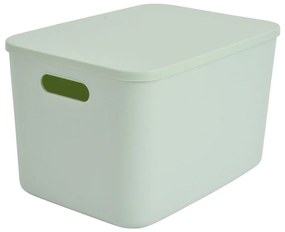 Cutie de depozitare verde-deschis din plastic cu capac 35,5x25,5x23 cm – Homéa