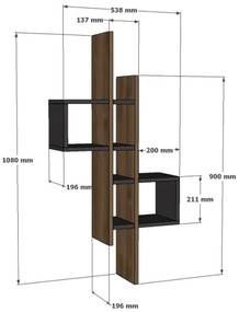Etajeră de perete EMSE 108x53,8 cm maro/antracit