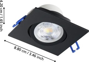 Eglo 902285 - Set de 3 spoturi LED SALICETO pentru tavan încastrat, 6,4 W / 230 V, 8,8 x 8,8 cm, negru