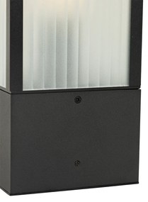 Lampa de exterior pe picioare neagra cu sticla striata 40 cm IP44 - Charlois