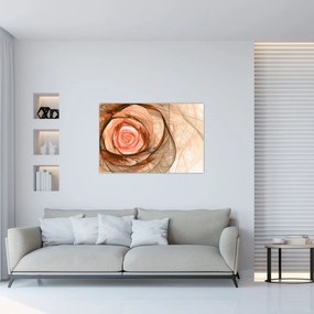 Tablou - Abstract trandafir roz cu fundal alb (90x60 cm)