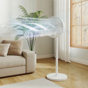 HOMCOM Ventilator de Podea cu Telecomandă, Reglabil pe Înălțime, 4 Viteze, Oscilație 80°, Timer 10 Ore, Alb, Ø40x90.5-118.5Î cm | Aosom Romania