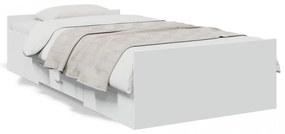Cadru de pat cu sertare, alb, 90x190 cm, lemn prelucrat