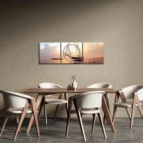 Tablou cu iaht (cu ceas) (90x30 cm)
