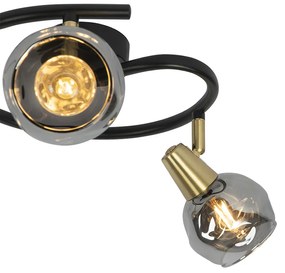 Plafoniera neagră 44,5 cm cu sticlă fumurie cu 3 lumini - Vidro