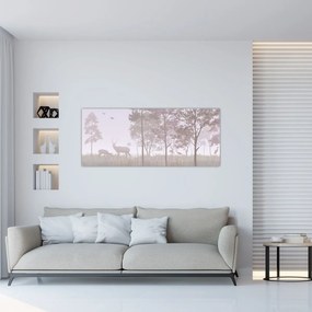 Tablou - Pădure,monocrom (120x50 cm)