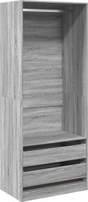 vidaXL Șifonier, gri sonoma, 80x50x200 cm, lemn prelucrat