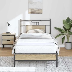 vidaXL Cadru pat fără saltea stejar sonoma, 90x200 cm, lemn prelucrat