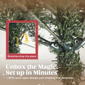 HOMCOM Brad de Crăciun Înnzăpezit Înalt de 150 cm cu 398 Ramuri, Brad Artificial de Interior cu Conuri și Boabe Roșii Decorative, Bază Metalică, Verde | Aosom Romania