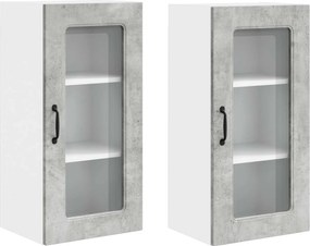 vidaXL Dulap de bucătărie Kalmar 2 pcs Gri din beton 40 x 31 x 80 cm