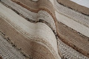 Covor din iută, lână și bumbac țesut manual, antiderapant, multicolor natural, 140 x 200 cm, 2200 GSM, „Jute Wool Carpet"