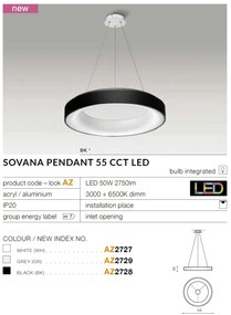 Lustra LED dimabila cu telecomanda SOVANA 55 gri