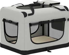PawHut Transportor Moale Pliabil pentru Câini Mici și Medii, cu Bol, din Țesătură Oxford, Gri Deschis | Aosom Romania