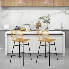 Scaune de bar din ratan sintetic, set de 2