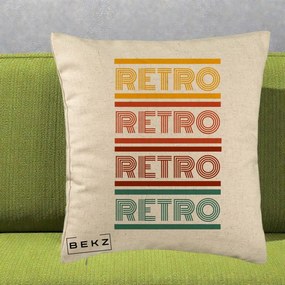 Perna Decorativa RETRO Text Multicolor, 40x40 cm, Bej, Husa Detasabila, Perna Inclusa, BEKZ®