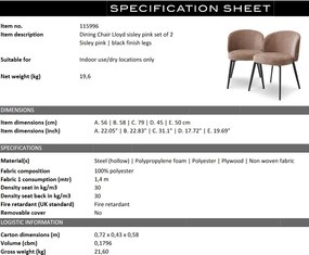 Set de 2 scaune design LUX Lloyd, Sisley pink