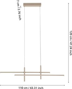 Eglo 901887 - Lustră LED suspendată pe cablu TREPILIANO LED/20W/230V bej