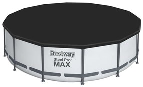 Piscină supraterană Bestway Steel Pro MAX, gri, diam. 396 cm, în. 122 cm