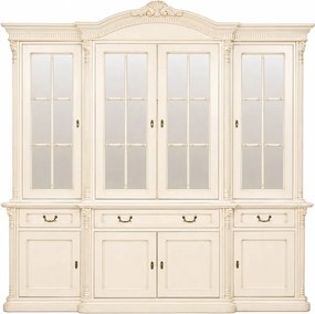 Bufet lemn masiv Briston cu Vitrină 4 Uși, 229.5 × 56.5 × 230 cm
