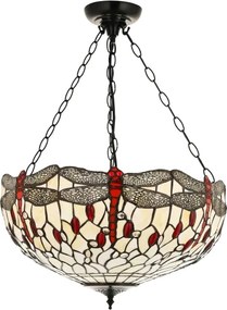 Endon 112251 - Candelabru Tiffany DRAGONFLY suspendat pe lanț, 3xE27/60W/230V, Ø 50 cm