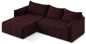 Colțar burgundy extensibil/cu spațiu de depozitare (cu colț pe partea stângă/cu șezlong) Moku – Makamii