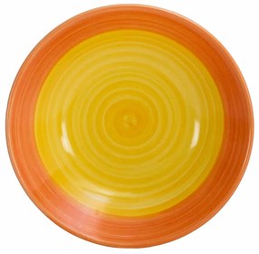 Farfurie adanca Alb cu spirala galben/portocaliu, 21 cm