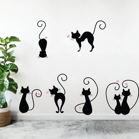 Set Stickere Autocolante Decorative Perete 6 Pisici Negre, Oracal