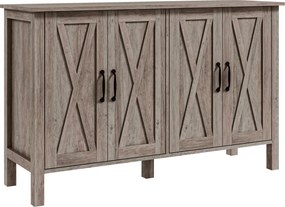 HOMCOM Dulap în Stil Rustic cu 2 Rafturi Reglabile pentru Depozitare, Dulap pentru TV cu 4 Uși, 120x37x75 cm, Gri | Aosom Romania
