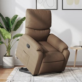 vidaXL Fotoliu rabatabil cu ridicare pe verticală, maro, textil