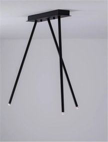 Plafoniera cu 3 Spoturi LED reglabile design tubular STILVI negru, H-65cm