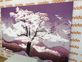 Tablou copac pierdut în nori