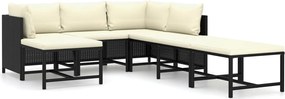 vidaXL Set mobilier de grădină cu perne, 7 piese, negru, poliratan