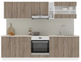 Set haaus V19, Stejar Sonoma Inchis/Alb, Blat Thermo 28 mm, L 260 cm