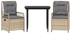 3262999 vidaXL Set mobilier de grădină cu perne, 3 piese, bej, poliratan