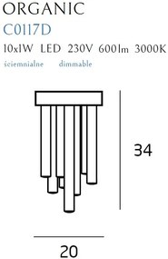 Plafoniera LED dimabila design Premium Class Quality ORGANIC crom C0117D MX