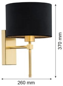 Lampă de perete ABBANO 1xE27/15W/230V alamă/neagră Argon 8050