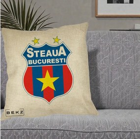 Perna Personalizata Steaua Bucuresti Fotbal, 40x40 cm, Crem, Husa Detasabila, Perna Inclusa, BEKZ®