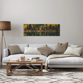 Tablou cu lac de pădure (cu ceas) (90x30 cm)