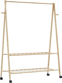 vidaXL Suport pentru haine cu rafturi și roți 132x45,5x155,5 cm bambus