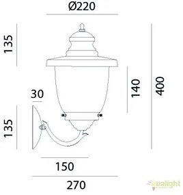 Aplica de perete exterior cu protectie IP44, Venezia 248.05.OR