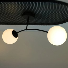 Plafoniera Sefora PL2 B Klausen Urban 2xE27 Negru 70x15x27 cm, Lustra Moderna Metal si Sticla Opal pentru Living, Design Elegant, Iluminat Interior