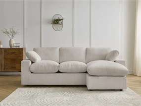 Colțar bej cu tapițerie din catifea reiată Belair – Bobochic Paris