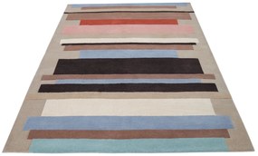 Covor Lines Bedora, 200x300 cm, 100% lana, multicolor, finisat manual